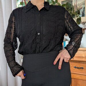 Style & Co. Collection - Lace button down, sheer sleeves, NWOT - 3X